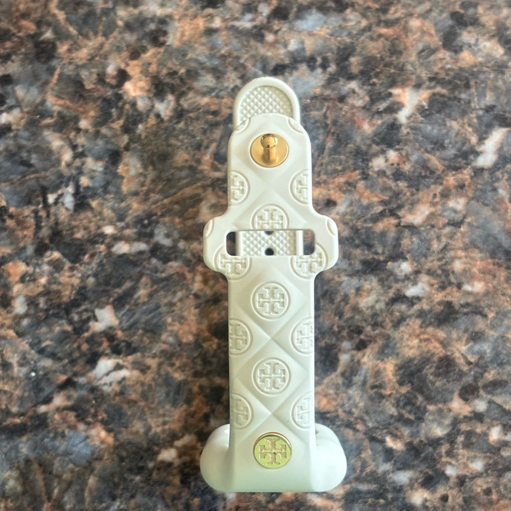 Tory Burch Cream Silicone Watch Band with Gold Accents